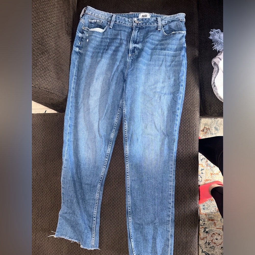 Womens Paige Straight leg light blue denim Jeans pants size 34 - Picture 2 of 8